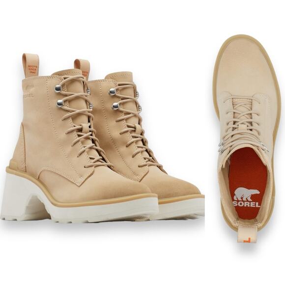 Sorel Women's Hi-Line Heel Lace Boots in Ceramic, Chalk - Picture 1 of 5